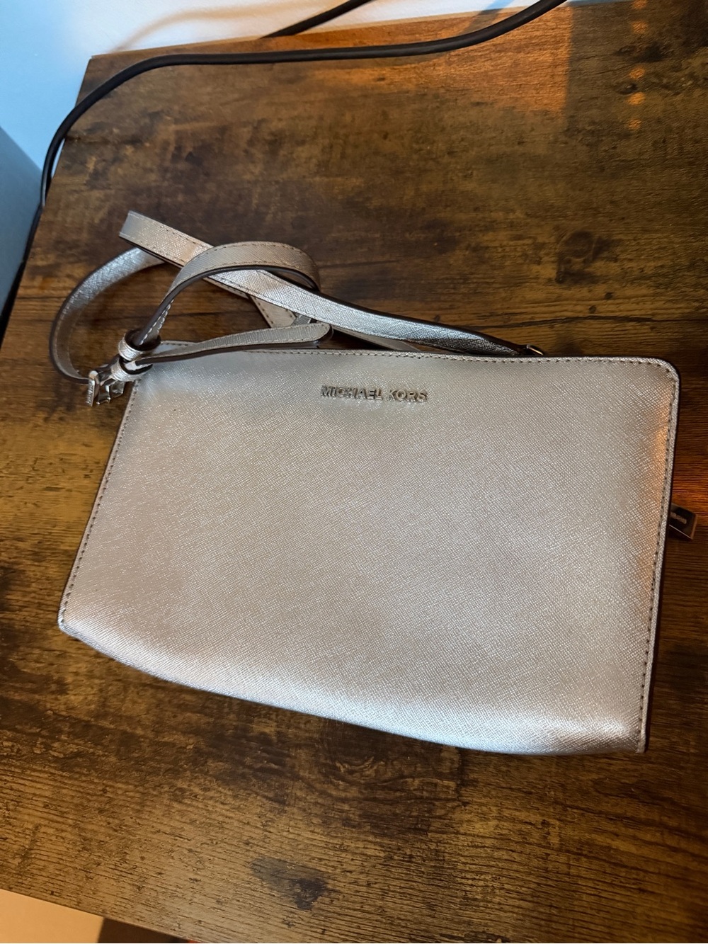 Michael Kors Silver Crossbody Wristlet